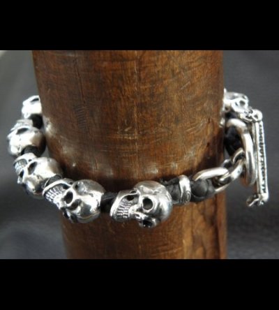 画像16: Half size 10skulls braid leather bracelet