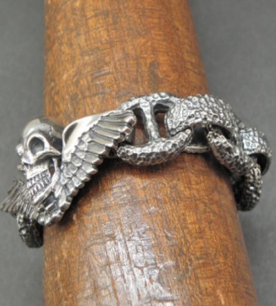 画像11: Wing Skull With Chiseled H.W.O & Chiseled Anchor Links Bracelet