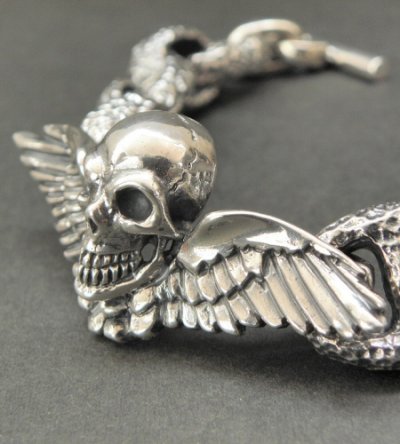 画像4: Wing Skull With Chiseled H.W.O & Chiseled Anchor Links Bracelet