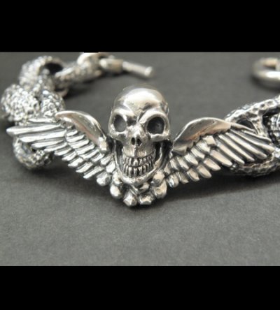 画像3: Wing Skull With Chiseled H.W.O & Chiseled Anchor Links Bracelet