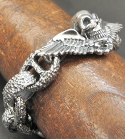 画像12: Wing Skull With Chiseled H.W.O & Chiseled Anchor Links Bracelet