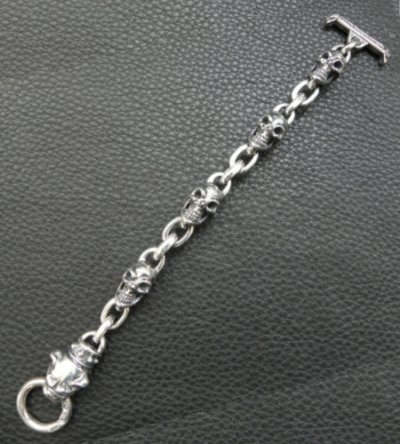 画像4: Stud Bolo Neck Old Bulldog With 4Skulls & Small Oval Links Bracelet