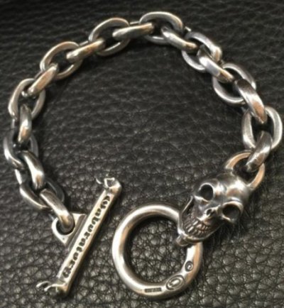 画像6: Single Skull With Small Oval Links Bracelet