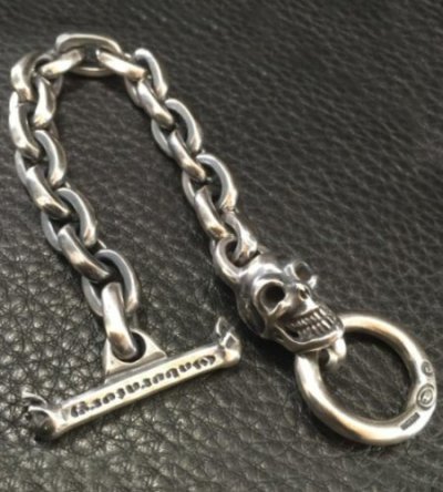 画像7: Single Skull With Small Oval Links Bracelet