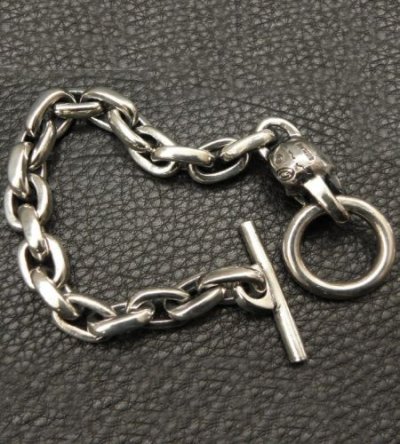 画像3: Single Skull With Small Oval Links Bracelet