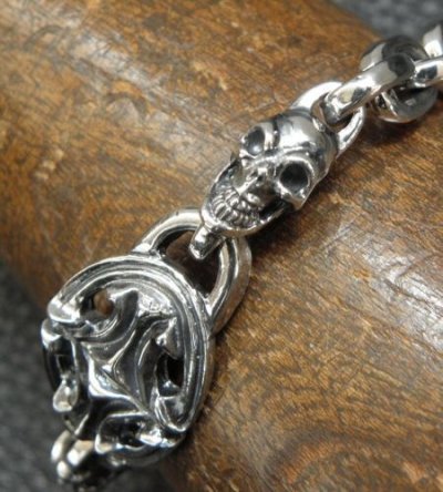 画像19: Quarter Sculpted Oval  ID With 2Skulls & Small Oval Links Bracelet
