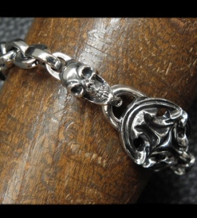 画像18: Quarter Sculpted Oval  ID With 2Skulls & Small Oval Links Bracelet