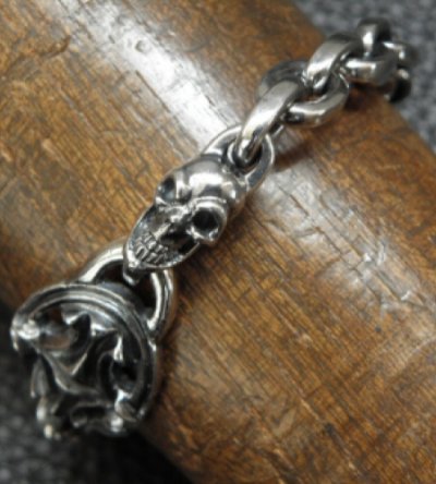 画像16: Quarter Sculpted Oval  ID With 2Skulls & Small Oval Links Bracelet