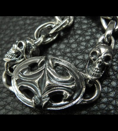 画像4: Quarter Sculpted Oval  ID With 2Skulls & Small Oval Links Bracelet
