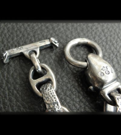 画像16: Bulldog With Textured H.W.O & Smooth Anchor Links Bracelet