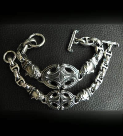 画像15: Half Sculpted Oval With 2 Old Bulldog & Smooth H.W.O, Anchor Chain Bracelet