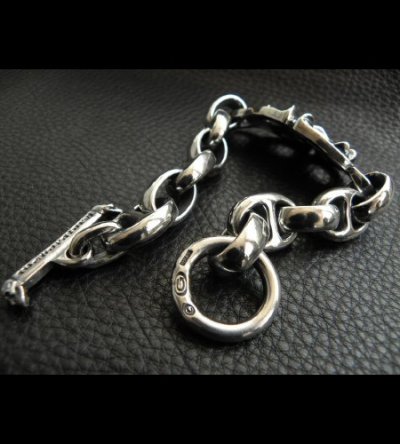 画像6: Sculpted Oval With All Smooth H.W.O Anchor Chain Links Bracelet