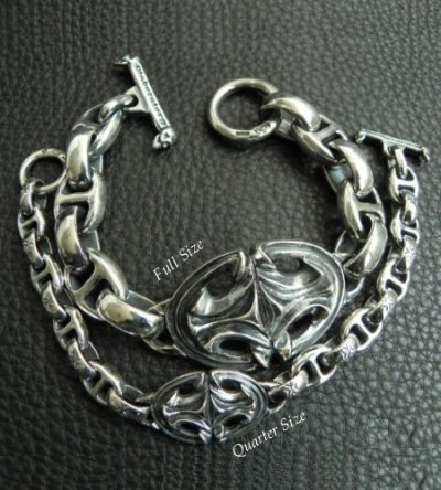 画像11: Quarter Sculpted Oval With All H.W.O & Anchor Chain Links Bracelet