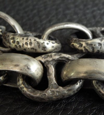 画像7: Panther With Smooth H.W.O & Textured Anchor Chain Links Bracelet