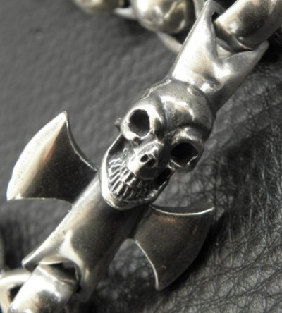画像9: Skull Round Zip Pull With Smooth H.W.O & Anchor Links Bracelet