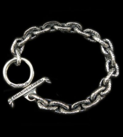 画像1: Textured Small Oval Chain Link Bracelet