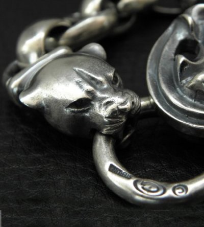 画像9: Sculpted Oval With 2medium Long Neck Panthers & Smooth H.W.O Anchor Links Bracelet