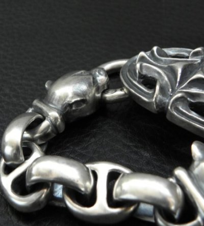 画像5: Sculpted Oval With 2medium Long Neck Panthers & Smooth H.W.O Anchor Links Bracelet