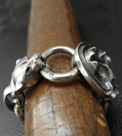 画像20: Sculpted Oval With 2medium Long Neck Panthers & Smooth H.W.O Anchor Links Bracelet