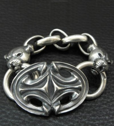 画像3: Sculpted Oval With 2medium Long Neck Panthers & Smooth H.W.O Anchor Links Bracelet