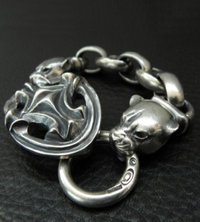 画像4: Sculpted Oval With 2medium Long Neck Panthers & Smooth H.W.O Anchor Links Bracelet