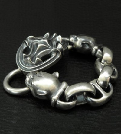 画像6: Sculpted Oval With 2medium Long Neck Panthers & Smooth H.W.O Anchor Links Bracelet