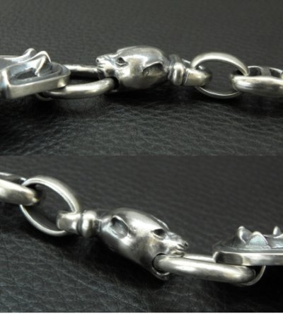 画像16: Sculpted Oval With 2medium Long Neck Panthers & Smooth H.W.O Anchor Links Bracelet