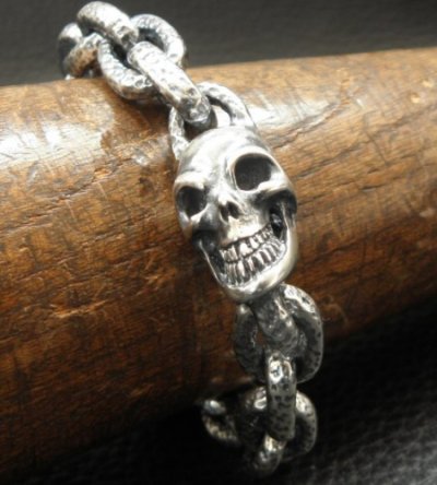 画像20: Single Skull With Small Oval Chain Links Bracelet