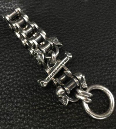 画像4: Heavy Wide Small Bike Chain With 4Skulls D-Loop Bracelet