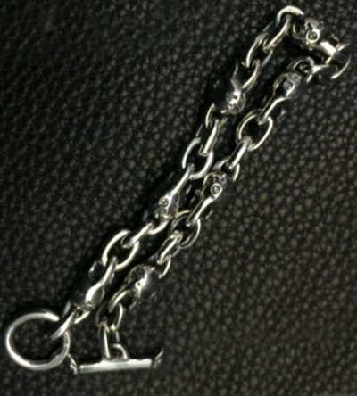 画像3: Quarter Skull & Half Small Oval Links Bracelet