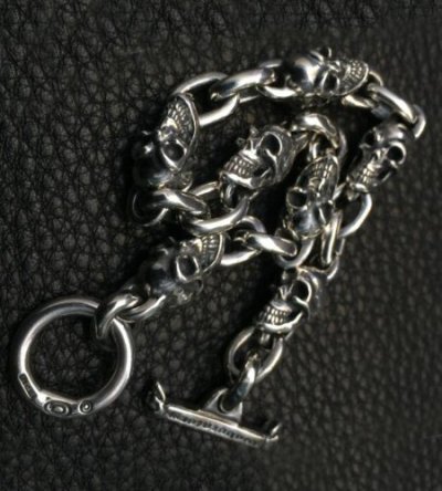 画像6: Quarter Skull & Half Small Oval Links Bracelet