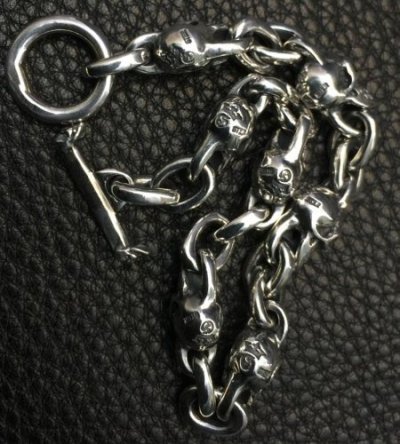 画像5: Quarter Skull & Half Small Oval Links Bracelet