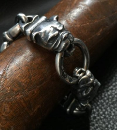 画像8: 2 Bulldogs With 4 Boat Chain Links Bracelet