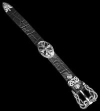 Buffalo Skull Snake Buckle With Cross Oval Elephant Leather Bracelet