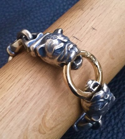 画像12: 18K Gold O-ring With 2 Bulldogs & 4 Boat Links Bracelet