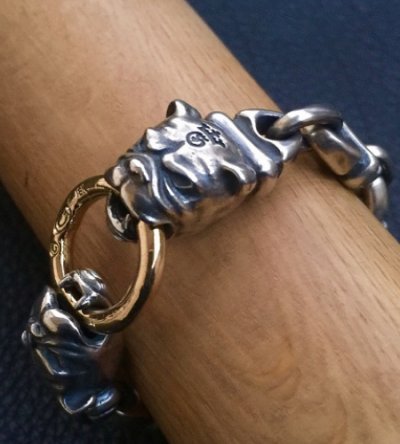 画像18: 18K Gold O-ring With 2 Bulldogs & 4 Boat Links Bracelet
