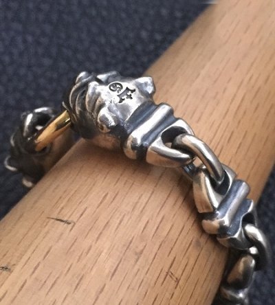 画像15: 18K Gold O-ring With 2 Bulldogs & 4 Boat Links Bracelet