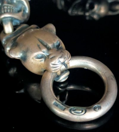 画像7: Panther With 4Skulls & 3Boat Chain Links Bracelet
