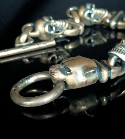 画像6: Panther With 4Skulls & 3Boat Chain Links Bracelet