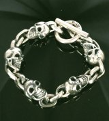 Skull & Small Oval Chain Link Master Classic T-bar  Bracelet