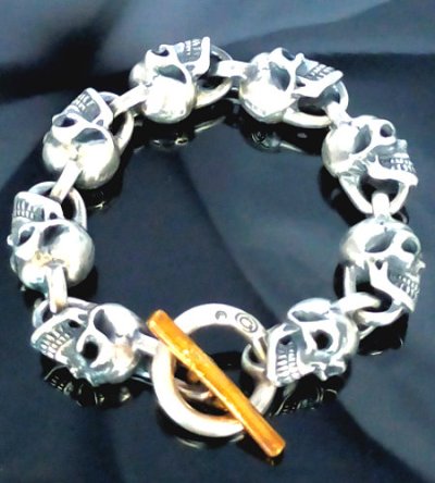 画像1: All Skulls Link Pure Gold Wrap Master Classic T-bar Bracelet