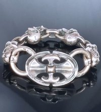 Battle-Ax ID With 2Single Skulls & 2Old Bulldogs Bracelet
