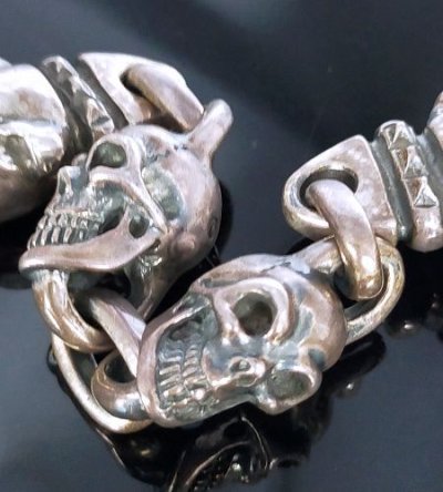 画像11: Battle-Ax ID With 2Single Skulls & 2Old Bulldogs Bracelet