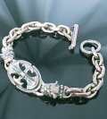 Quarter Battle AX Oval ID With 2 Quarter Old Bulldog & Small Oval Links Bracelet