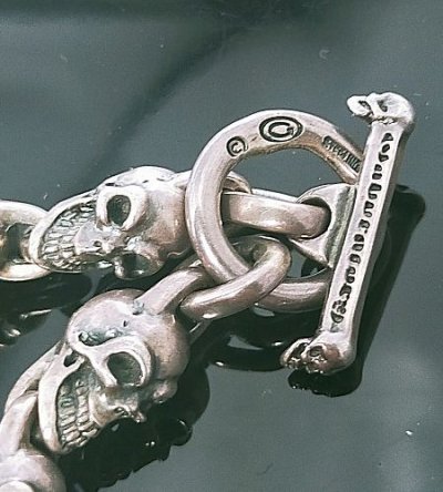 画像3: Quarter Cross Oval With Crown & 9 Quarter Skull Links Bracelet