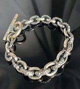 Half Small Oval & Chiseled Small Oval Chain Links Bracelet