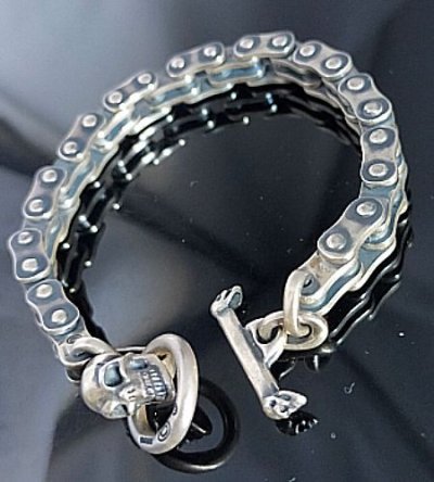 画像1: Bike Chain With Skull Bracelet (8.5mm)