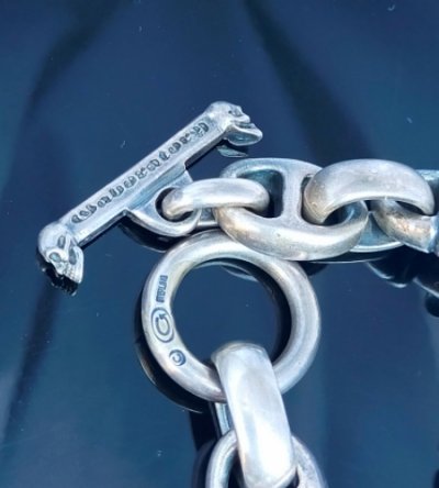 画像6: Skull On Sculpted Oval With 2 Panthers & H.W.O & Anchor Chain Links Bracelet