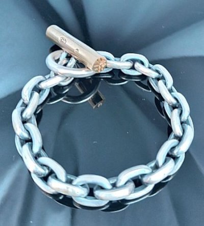 画像7: 18k Gold Ultimate T-bar With Small Oval Chain Links Bracelet