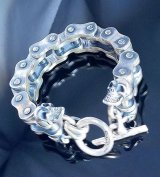 Motorcycle Chain With 4Skulls D-Loop Bracelet (Midium)